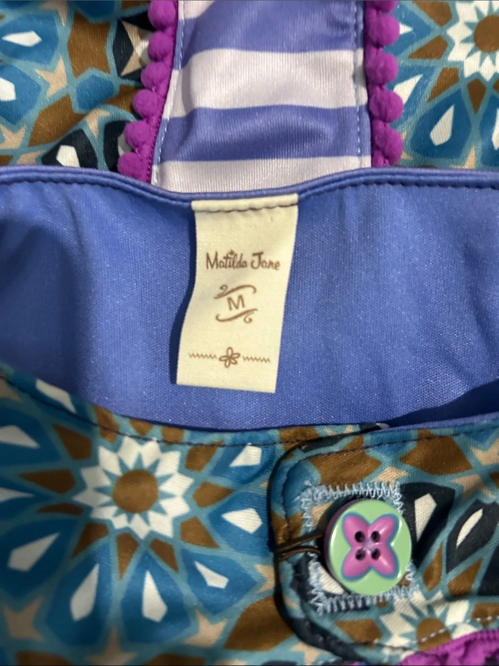 Matilda Jane Purple Floral Hooded Cape with Gold Star Appliqués